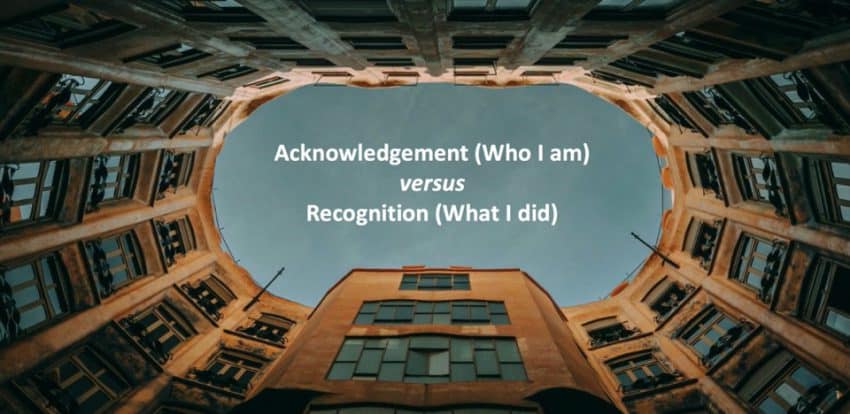 acknowledgement versus recognition